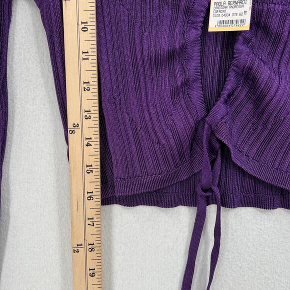 PAOLA BERNARDI Andressa Cropped Cardigan Medium Purple Sparkle Knit Long Sleeve - Picture 13 of 13
